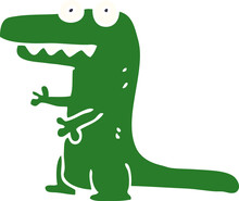 Cartoon Doodle Crazy Alligator