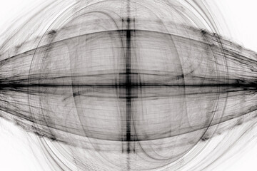 Wall Mural - black pattern of curved waves and rays on a white background. abstract fractal 3d rendering