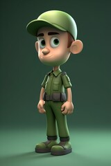 Wall Mural - a cartoon army soldier