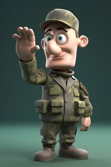 Wall Mural - a cartoon army soldier