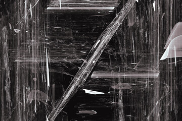 Wall Mural - white pattern of crooked strokes on a black background. abstract fractal 3d rendering