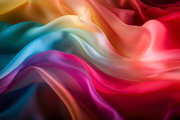 Colorful light transparent and translucent and smooth silk background created with generative AI technology.