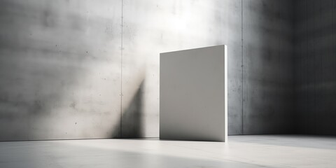 Concrete wall and floor background for product display or mock up, three dimensional showroom. Background. Mockup. Generative AI. Abstract white interior of an empty room with concrete walls