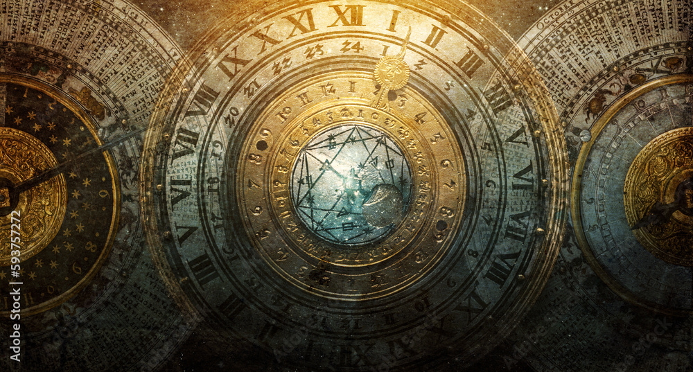 Photo Stock Ancient calendar with constellations and astronomical ...