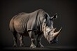 African white rhino portrait on a dark studio background. Generative AI