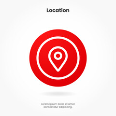 Poster - Target pin point icon. Red map location pointer icon symbol sign. Gps marker with isolated white background for mobile app website UI UX.