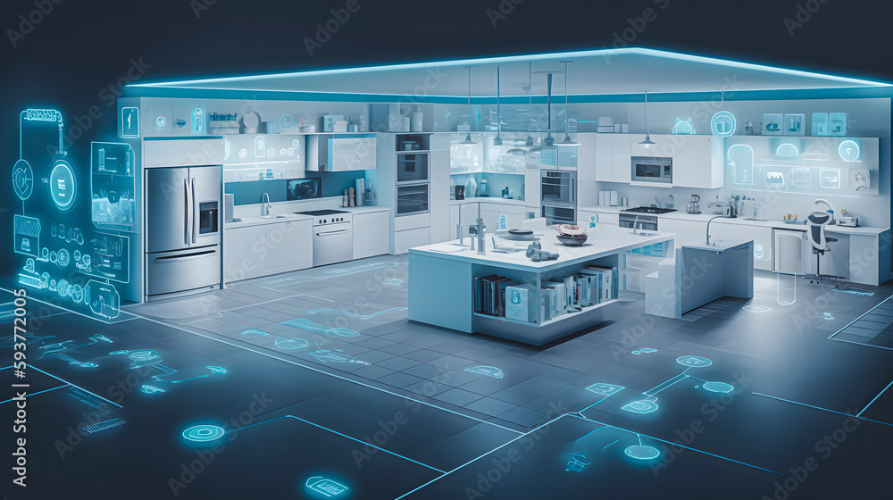 The concept of the Internet of Things with an image of a smart home ...