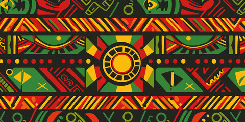 Wall Mural - artistic juneteenth concept with tribal patterns