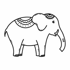 Wall Mural - Indian elephant. Vector doodle illustration. Sketch. Hand drawn sketch.