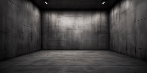 Wall Mural - Grunge interior room with concrete wall and floor. Empty concrete space. Generative AI