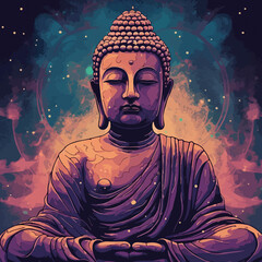 Wall Mural - lord buddha made of galaxy and stars, cosmos