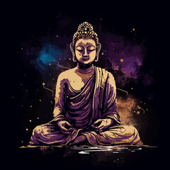 Wall Mural - lord buddha made of galaxy and stars, cosmos