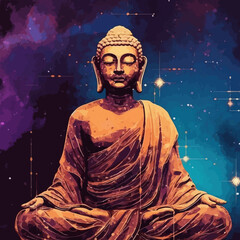 Wall Mural - lord buddha made of galaxy and stars, cosmos