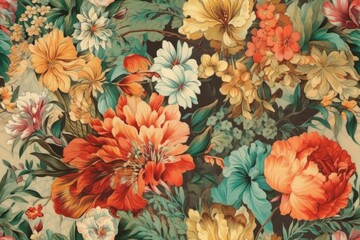 Wall Mural - Floral wallpaper bold contrast and beautiful texture, background. AI generated, human enhanced