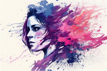 Poster - Watercolor painting for Womens Day abstract background,Generative AI