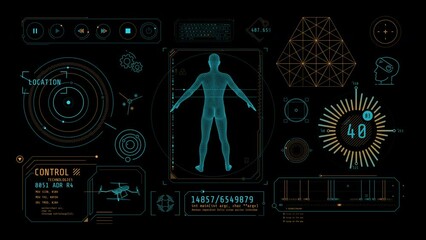 Wall Mural - infographic animation on alpha channel about human digitalization.