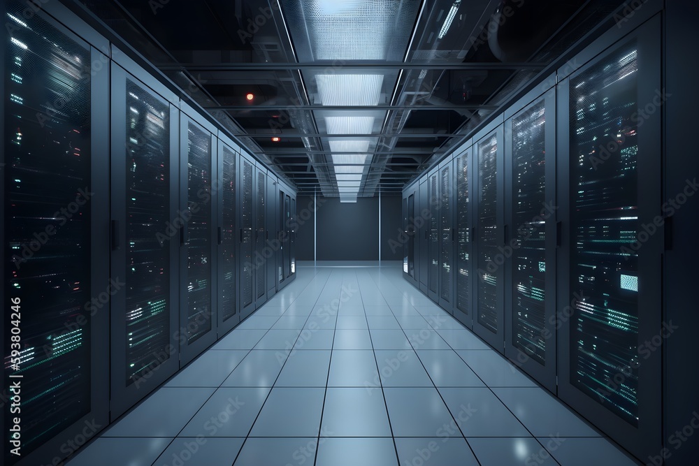 Multiple Racks of Servers in Data Center, Modern Super computer ...