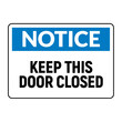 © kolonko - Keep door close sign. Eemergency open room notice, vector close door icon.