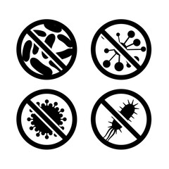 Antibacterial antiviral icon germ. Virus bacteria vector stop symbol. Anti covid sign kill germ icon