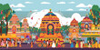 Flat illustration showcasing Rath Yatra festival
