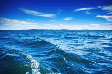 Wall Mural - serene body of water with a distant island. Generative AI
