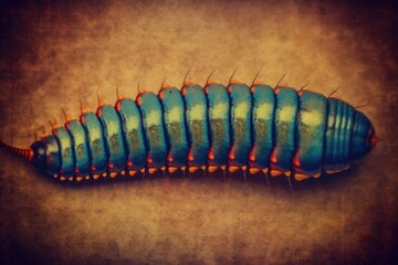 Wall Mural - colorful caterpillar perched on a tabletop. Generative AI