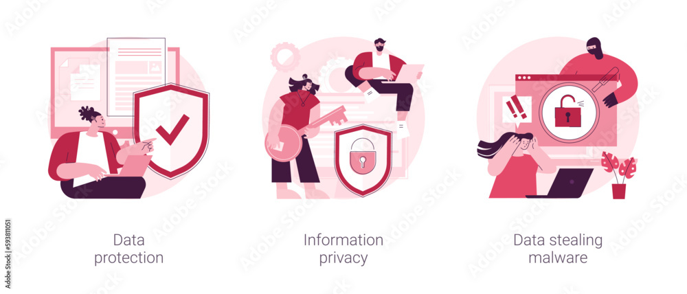 Digital security abstract concept vector illustration set. Data ...