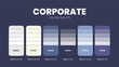 © Whale Design  - Color palette guide in Corporate colour theme collection. Color inspiration or colour chart with codes template. Color combination set of RGB. Colors swatch for graphic design, art, fashion or website