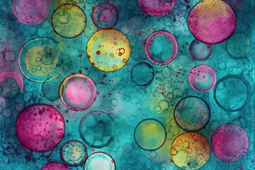 Canvas Print - colorful bubbles floating on a blue background. Generative AI