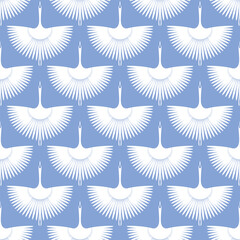 Wall Mural - Japanese Flying Swan Motif Vector Seamless Pattern