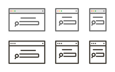 Wall Mural - vector thin line icon outline linear stroke graphic element of a web page tab in different sizes wit