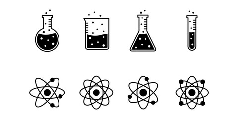 Canvas Print - Science laboratory glassware vector icon set