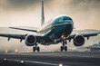 Under the eye-catching sky, airplanes take off on airport runways or..