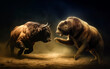 Bull and bear battle, stock market, market forecast, generative ai