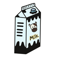 milk bottle, milk carton ,food and drink icon , doodle illustration