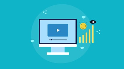Canvas Print - computer screen with video player, making money from social media video content, passive income, fin