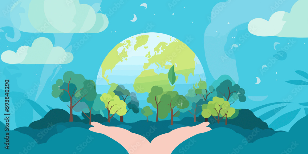 World Environment Day depicted in flat design Stock Illustration ...