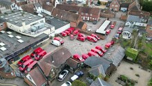 Post Office Depot Vans Parked Saffron Walden Essex UK Drone Aerial View