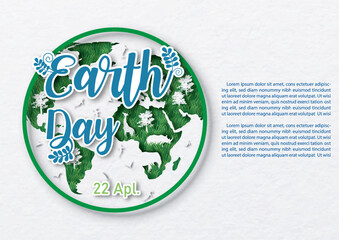 Wall Mural - poster's campaign of world earth day in paper cut style with wording of earth day and example texts 