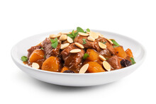 A Plate Of Lamb Tagine With Apricots And Almonds