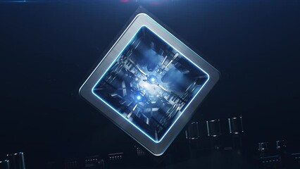 Wall Mural - complex technological processes inside a small cpu. the concept of augmented reality and technology