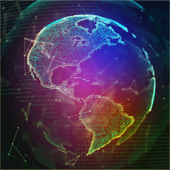 Wall Mural - Earch globe, world map point, line, composition representing global, network connection