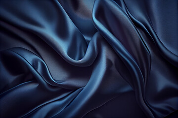 Abstract background dark blue Silk satin Navy blue fabric Generative AI