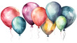 © 92ashrafsoomro - A bunch of watercolor party balloon clipart.