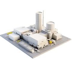 Power plant, cartoon isometric diorama isolated on white background. Ai generated illustration in style of 3d icon rendered models.	
