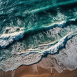 Vu d'une plage avec des vagues vu d'un drone, Generative IA