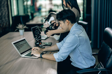 An interning college student sharpened his writing skills in preparing for coding robotic software. Learning in realistic conditions to become a future coder, startup and entrepreneur in stem field