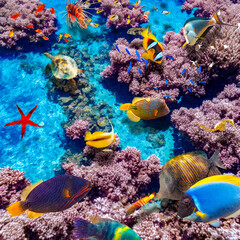  Magnificent underwater world of the tropical ocean.