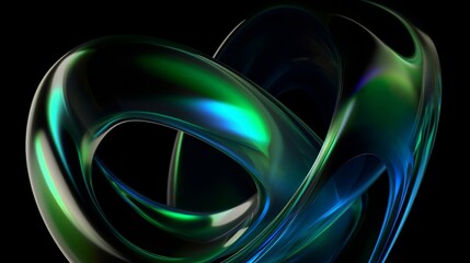 Wall Mural - a black background with green and blue swirls. generative ai