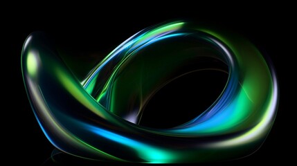 Wall Mural - a black background with green and blue swirls. generative ai